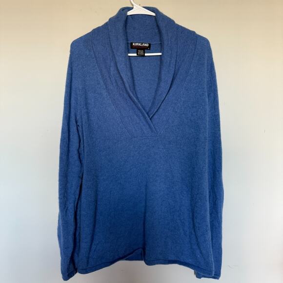 Kirkland Signature Womens 100% Cashmere Sweater XL Blue Quiet Luxury Minimalist - Picture 1 of 4